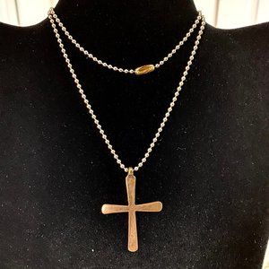 Handcrafted Brass Cross & Silver Chain Necklace